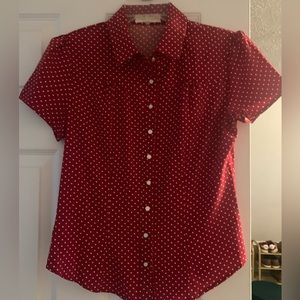 Belle Poque Retro Vintage Red & White Polka Dot Blouse